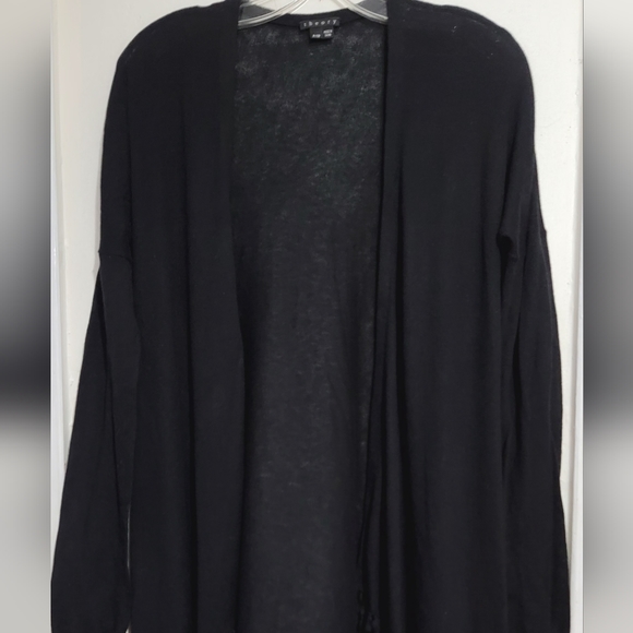 Theory Black Vesta Cotton Cashmere Fringe Trim Lightweight Cardigan Size XS - Picture 4 of 15